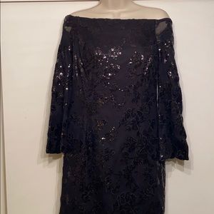 RL Off Shoulder Sequin Cocktail Dress